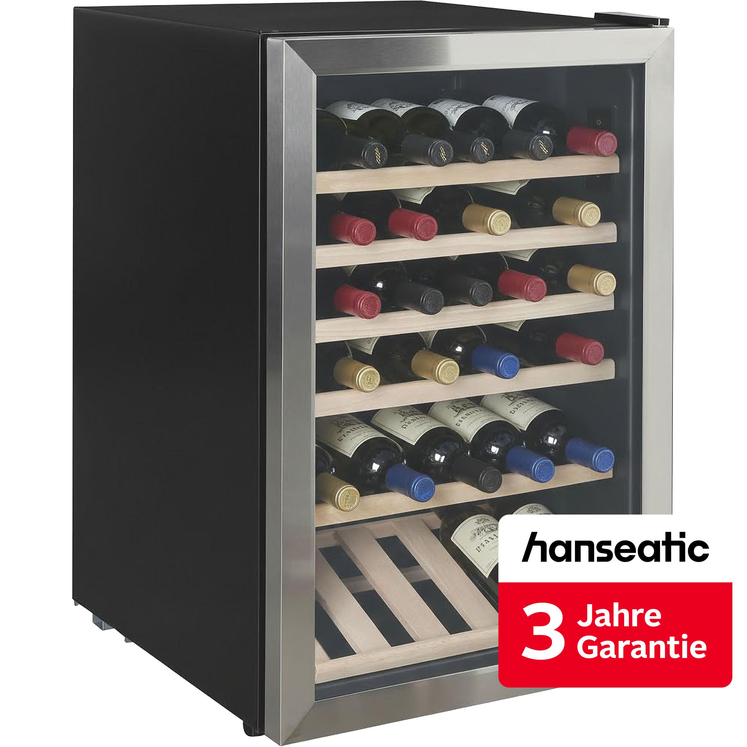 Hanseatic Weinkühlschrank HWC45FCBH, für 45 Standardflaschen á 0,75l,inkl. 3 Jahre Herstellergarantie