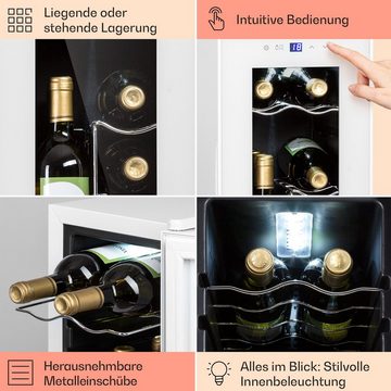 Klarstein Weinkühlschrank Shiraz 12 Slim Uno, für 12 Standardflaschen á 0,75l,Wein Flaschenkühlschrank Weintemperierschrank Weinschrank Kühlschrank