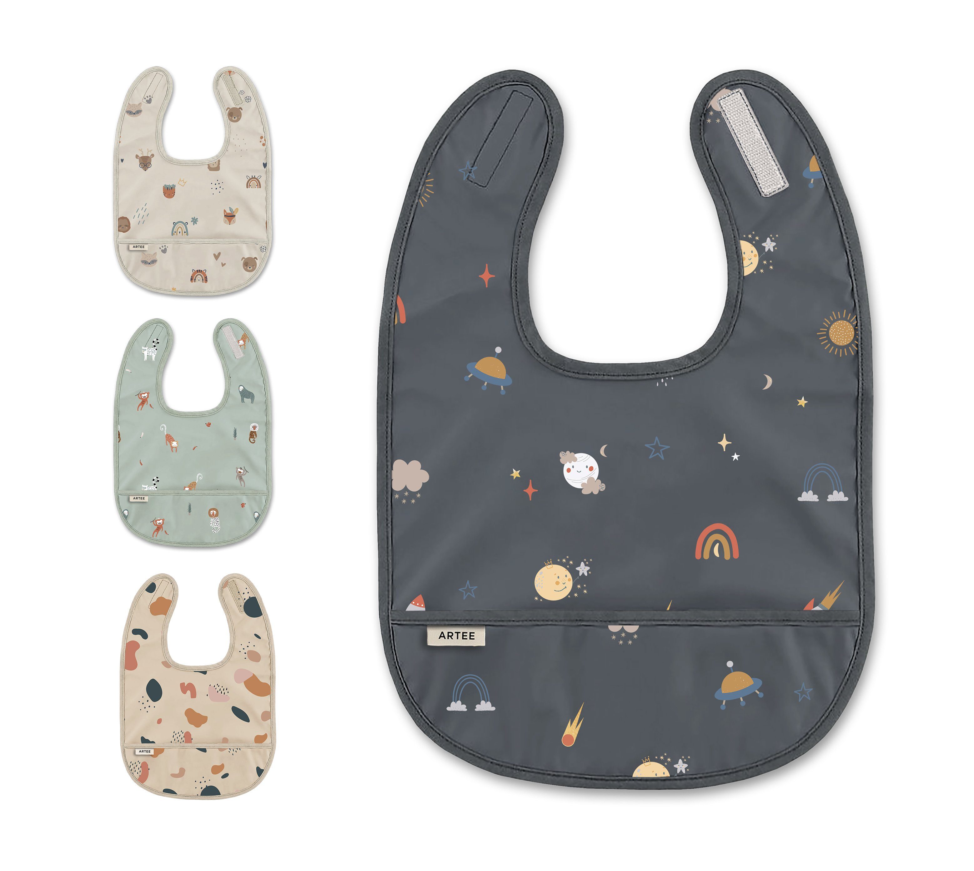 Lätzchen Lätzchen beschichtet abwaschbar mit Auffangtasche mit Print