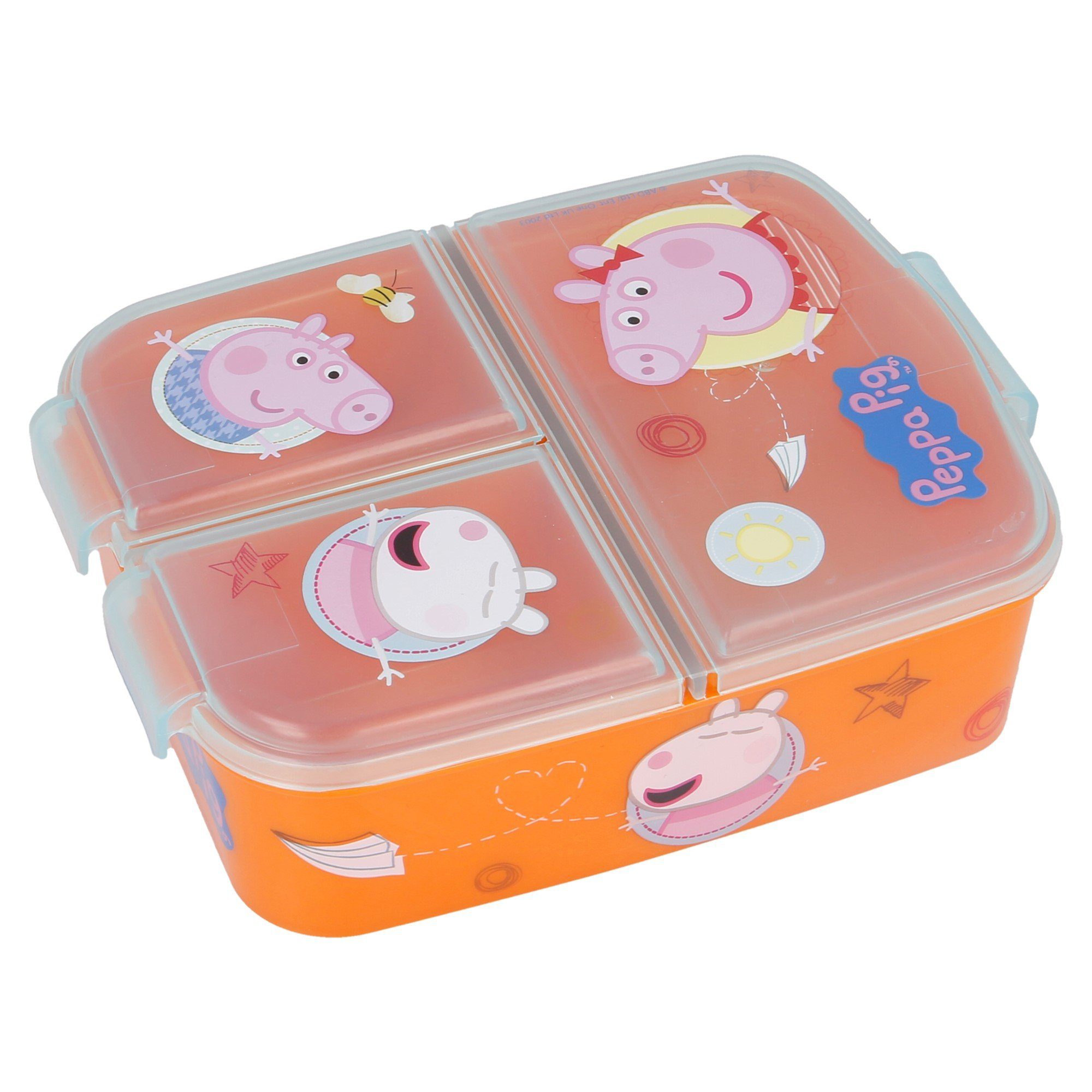 Peppa Pig Lunchbox Peppa Wutz, Kunststoff, Kinder Brotdose mit 3-Fach-Unterteilung BPA frei orange