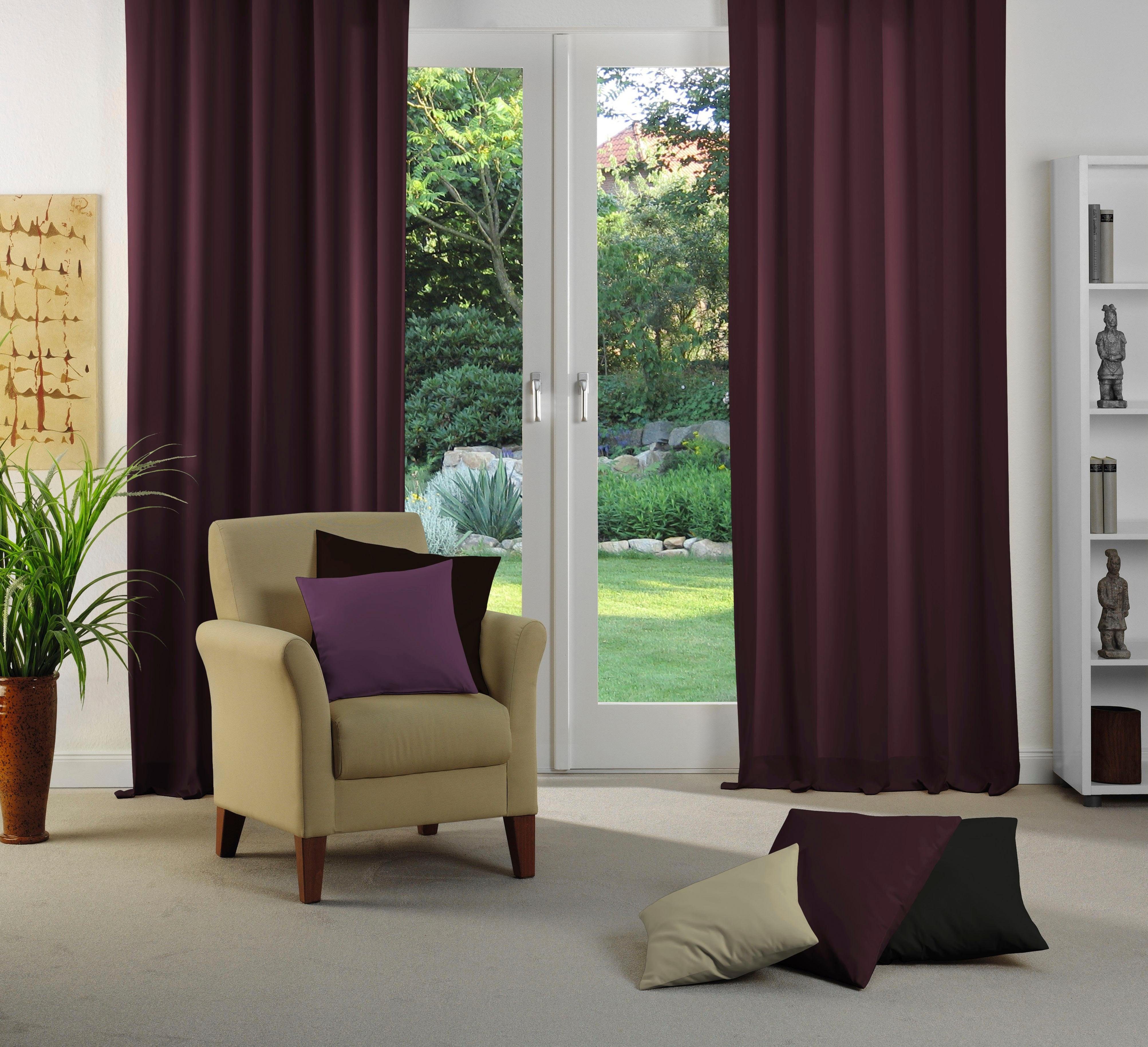 Vorhang (1 Kräuselband blickdicht, aubergine St), Wirth, Jacquard Newbury,