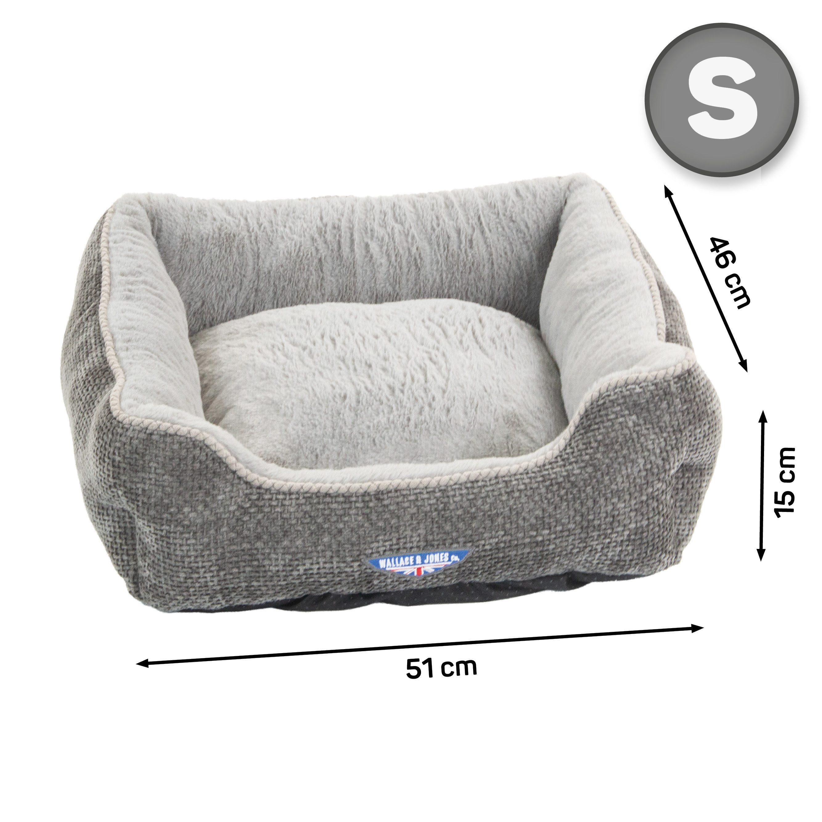Wallace & Jones Tierbett Premium Hundebett Dunrobin Hundesofa, Hundekissen, flauschig, Plüsch, verschiedene Größen, Anti Rutschboden