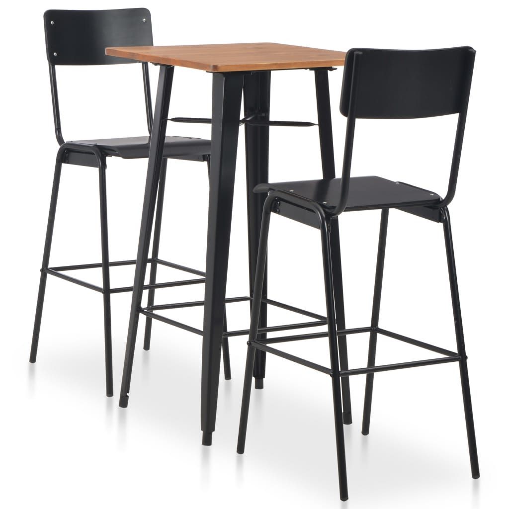 furnicato Bargruppe Bar-Set Massivholz 60x60x108 cm Schwarz-Braun, (1-tlg), Stapelbare Sitzgruppe mit stabilen Beinen für deine Küche