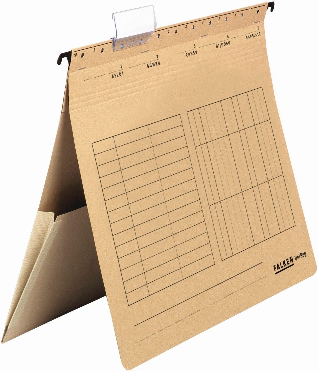 Falken Hefter Hängehefter UniReg Kraftkarton 230g/qm kaufm. Heftung mit Tasche braun
