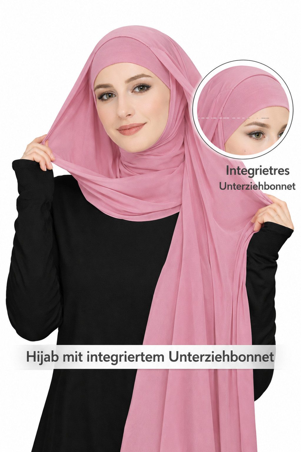 Aymasal Hijab 2 in1 Chiffon Hijab mit integriertem Unterkopftuch Bone Islam Kopftuch (Einzeln, Einzelartikel) Kopftuch 2 in 1 Chiffon Hijab mit integriertem Unterkopftuch