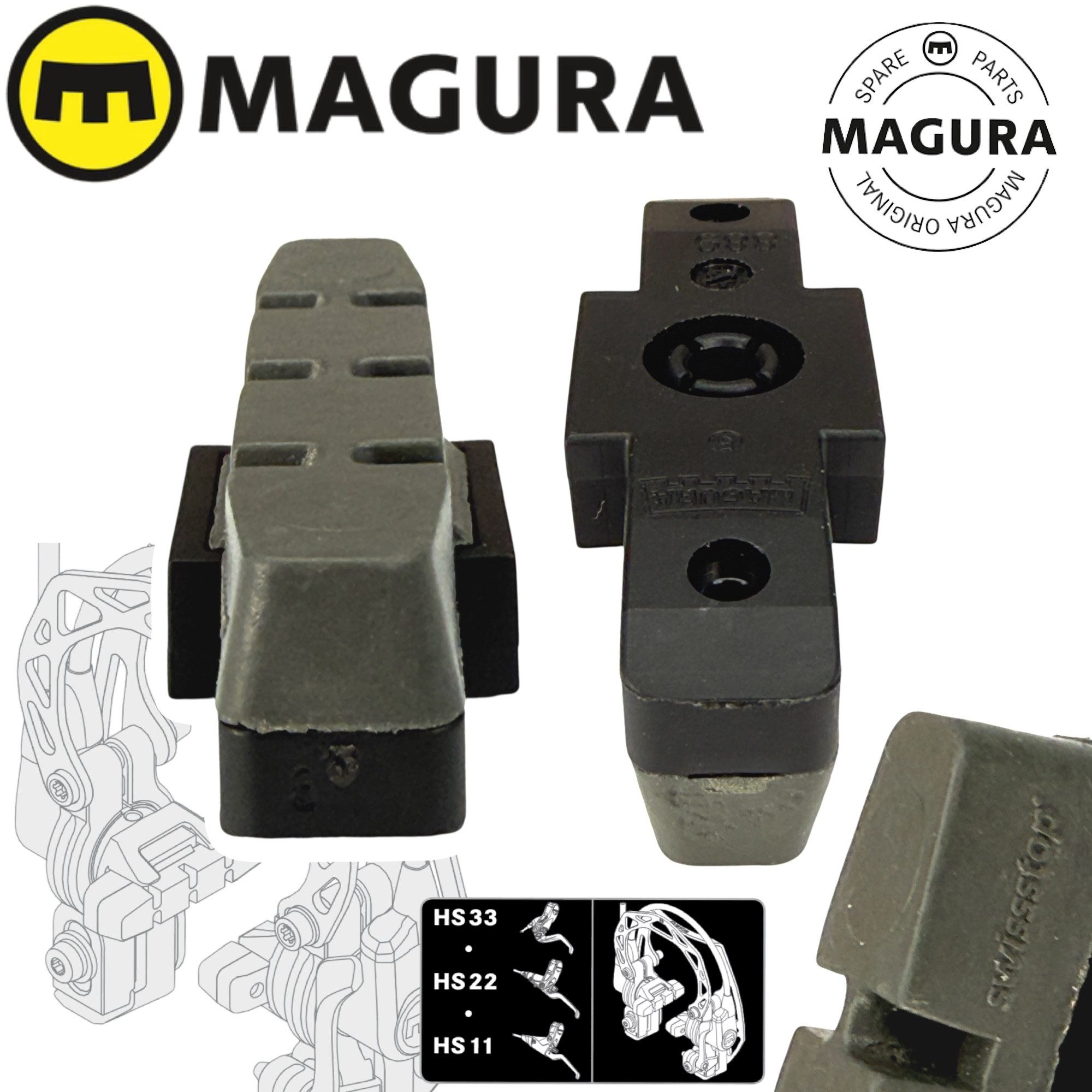 Magura Felgenbremse Magura Bremsbeläge für Beschichtete Felgen Hs11 HS22 HS33 Evo Grau