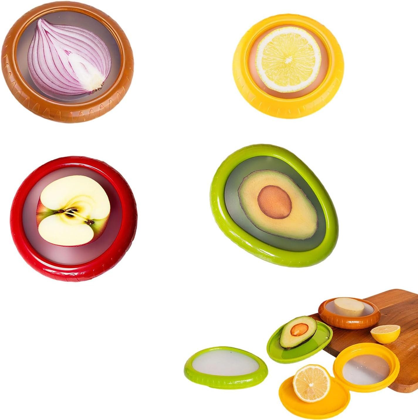 FELIXLEO Frischhaltedeckel 4 Stück Silikon Frischhaltebehälter Obst Gemüse Aufbewahrung, (1-tlg)