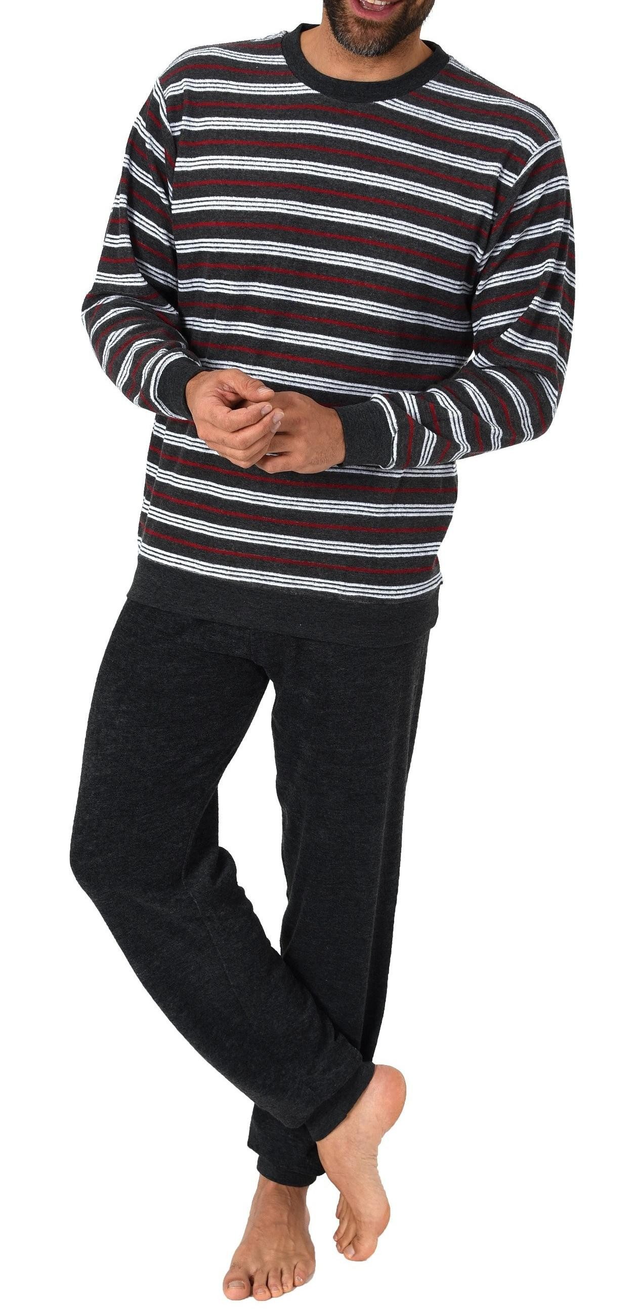 Normann Pyjama Herren Frottee Schlafanzug lang mit Bündchen - auch in Übergrößen