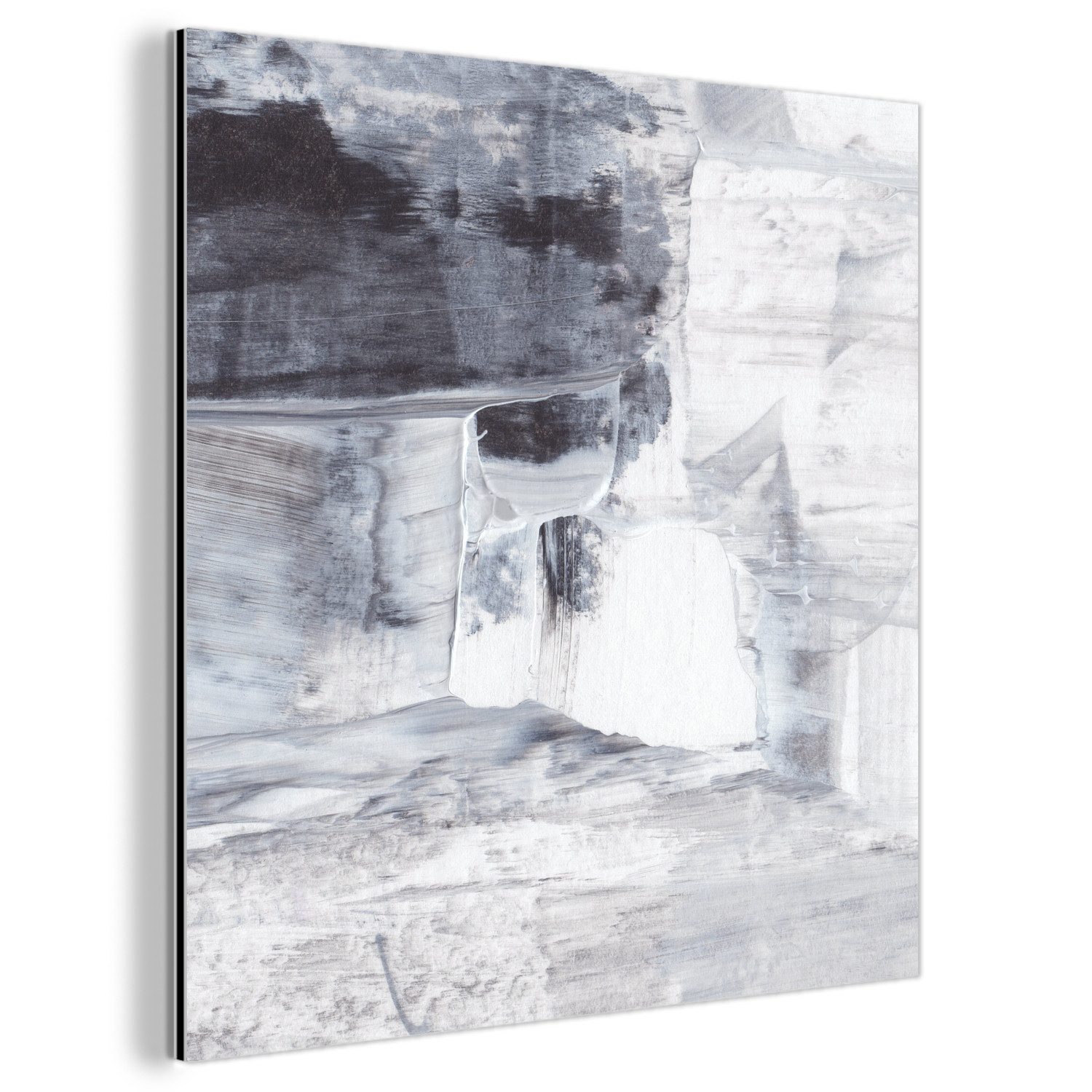 MuchoWow Metallbild Kunst - Farbe - Weiß - Schwarz - Grau, Inkl. Aufhängung günstig online kaufen