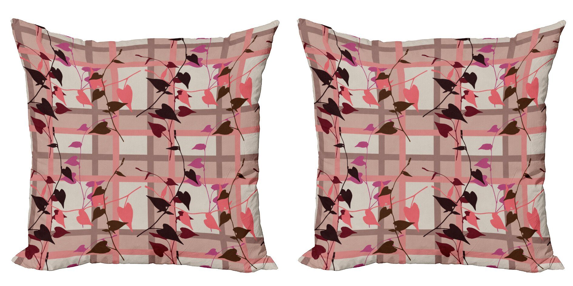 Kissenbezüge Modern Accent Doppelseitiger Digitaldruck, Abakuhaus (2 Stück), Koralle Herz Wirbelnde Blätter