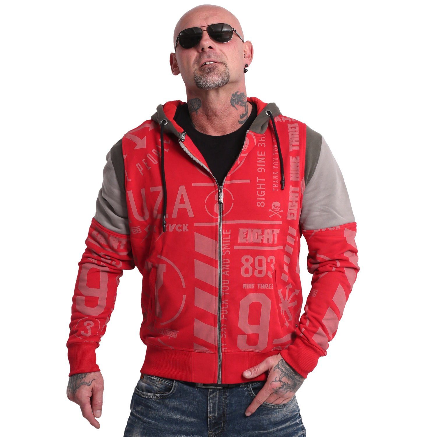 Kapuzensweatjacke Allover Pattern Tri Face