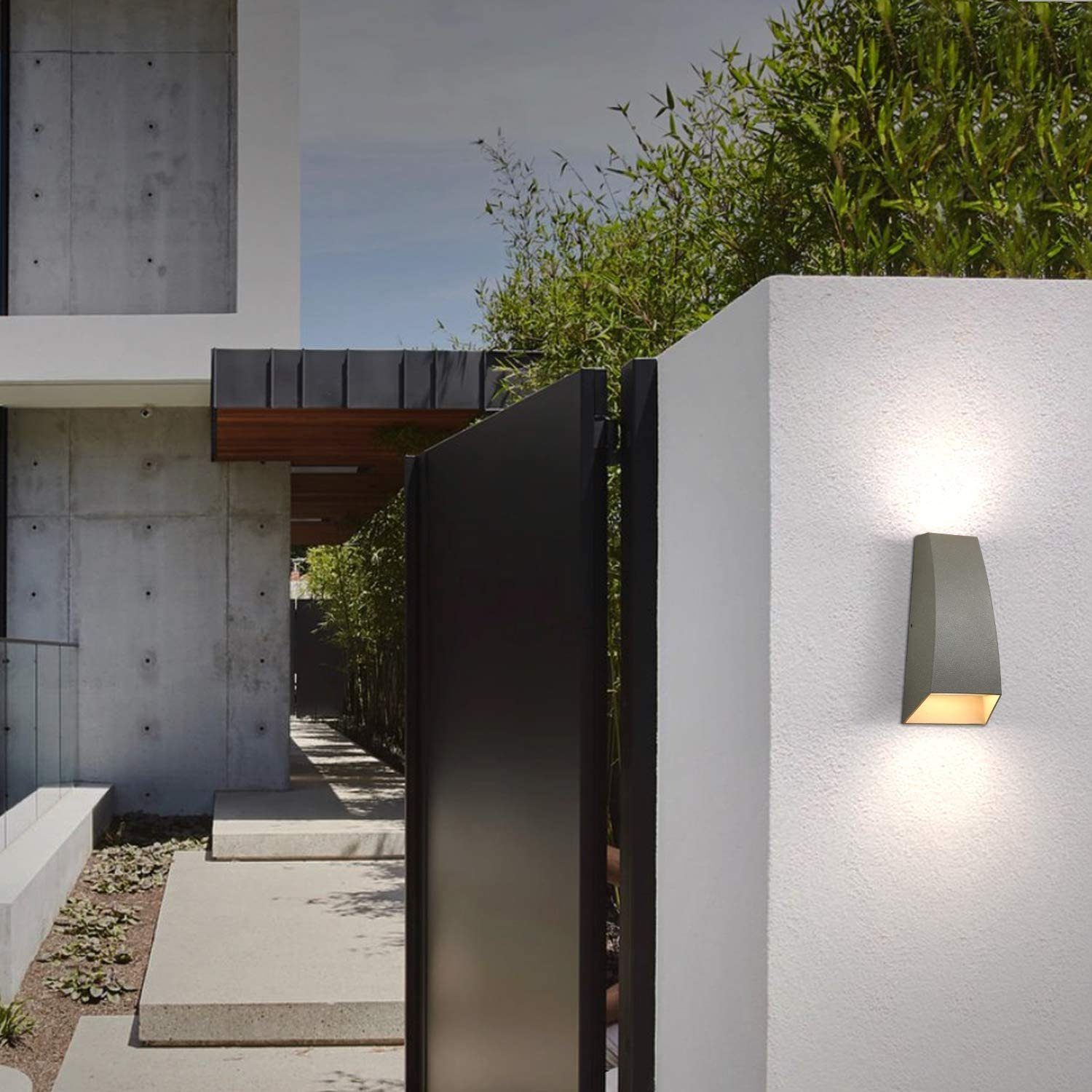 Außen-Wandleuchte fest ZMH Garten, Warmweiß Wandspot Balkon Außenlampe LED integriert, Wasserdicht LED