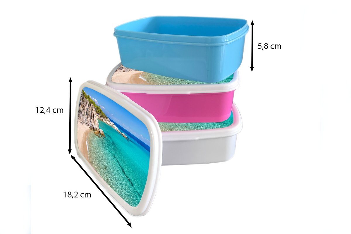 MuchoWow Lunchbox Brotdose, und Brotbox - (2-tlg), Erwachsene, - Sommer, Strand für Kinder für Meer Mädchen und Kunststoff, Jungs weiß