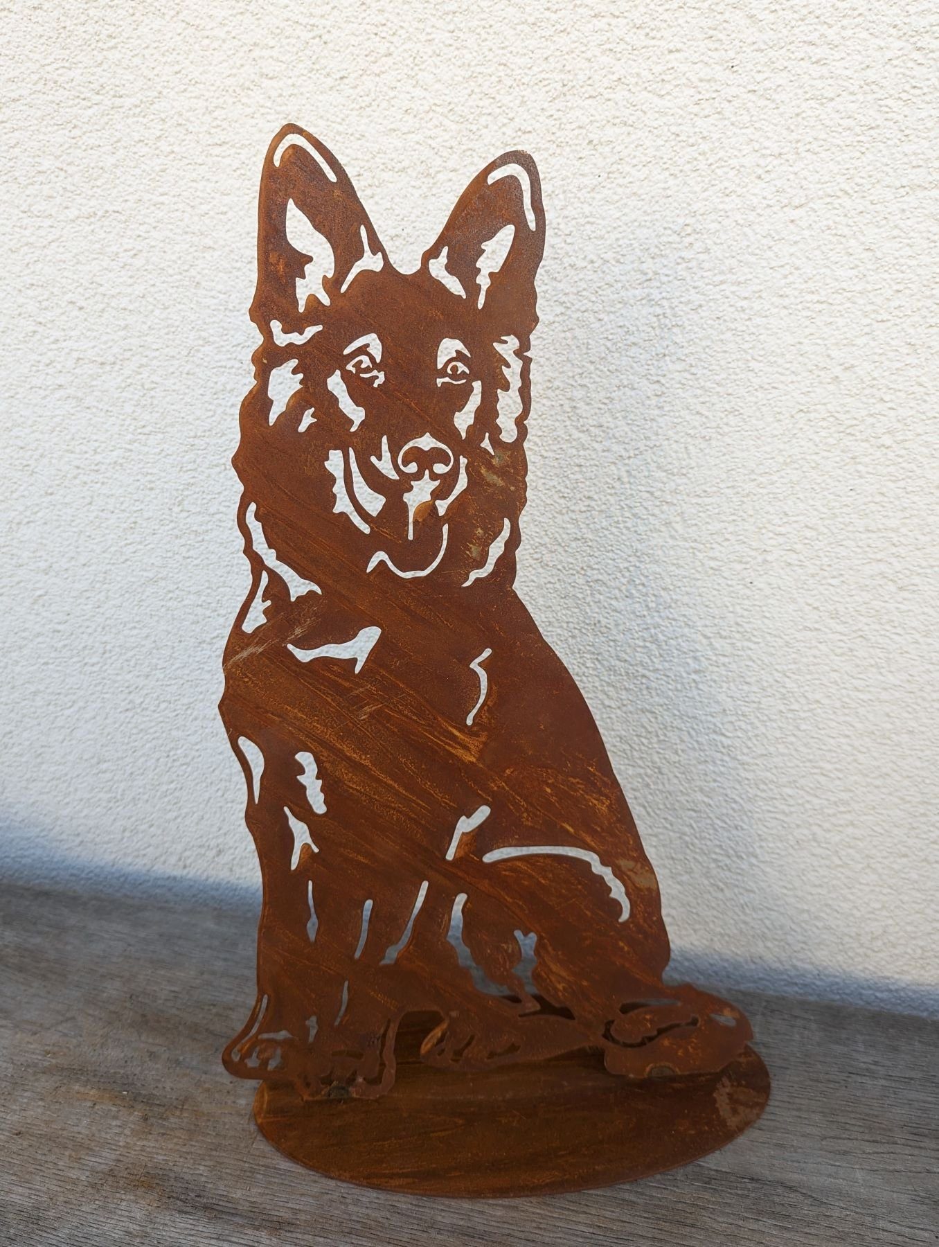 Platte St) Schäferhund Gartenfigur Edelrost-Metalldesign Dewoga Edelrost, - auf (0