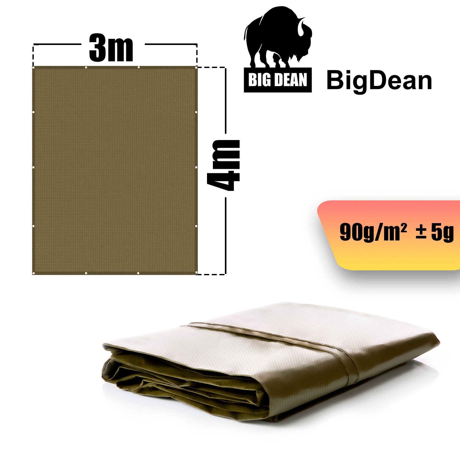 BigDean Schutzplane Abdeckplane 3x4m 90g/m² wasserdicht (Packung, 1-St., Abdeckplane), Wasserdichte Allzweckplane, Abdecken, UV-Witterungsbeständig