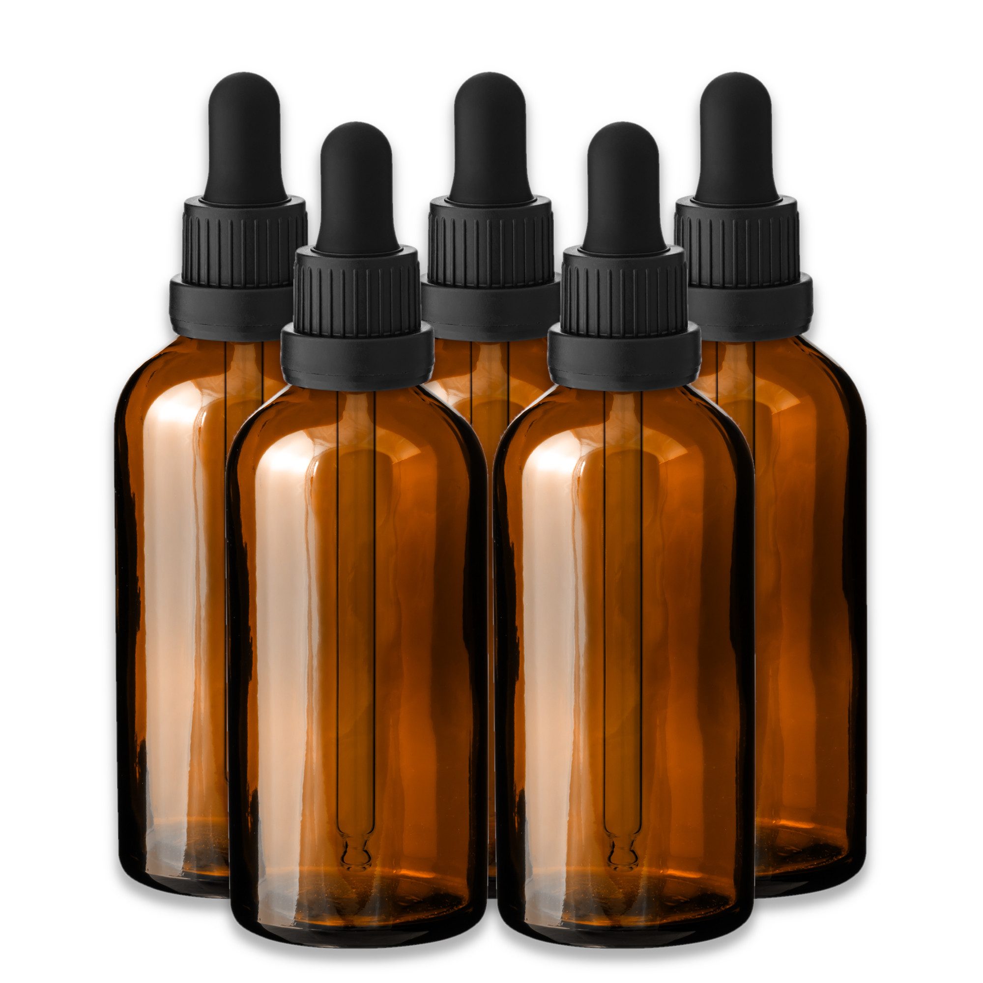CK Verpackung GmbH Pipettenflasche 5x Glasflasche Braun 100 ml mit schwarzer Glaspipette – leer