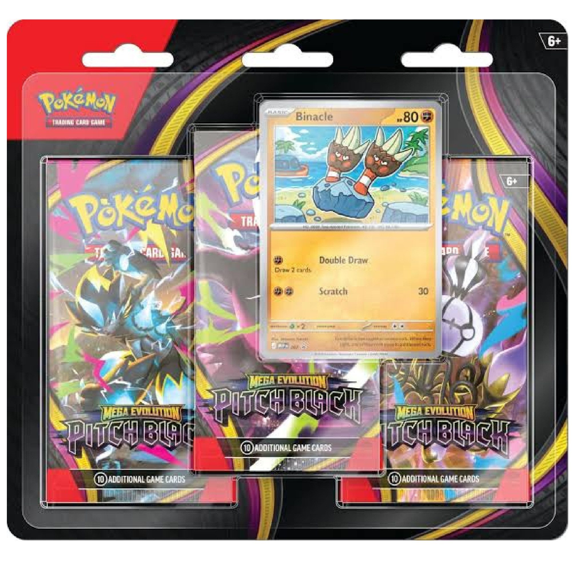 The Pokémon Company International Sammelkarte Pokemon ME05 Pitch Black 3er blister (Englisch)