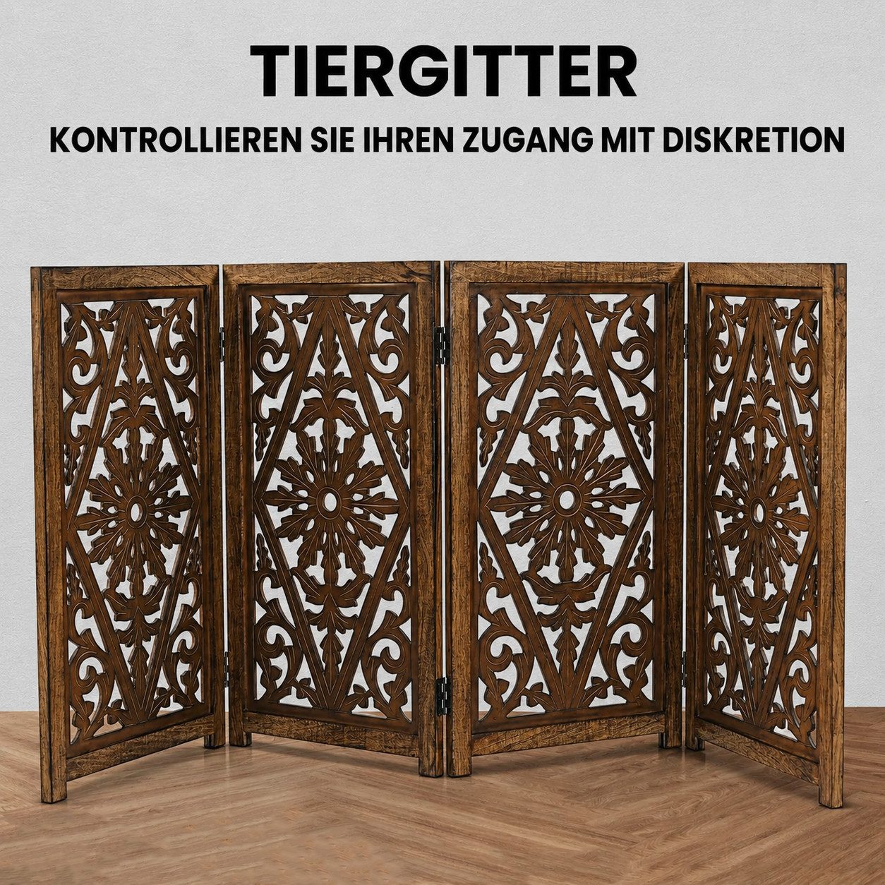iAnanas Hundegitter faltbar & freistehend - Haustiergitter 180×84 cm Trennwand, Türschutzgitter, Raumteiler oder Kaminschutz