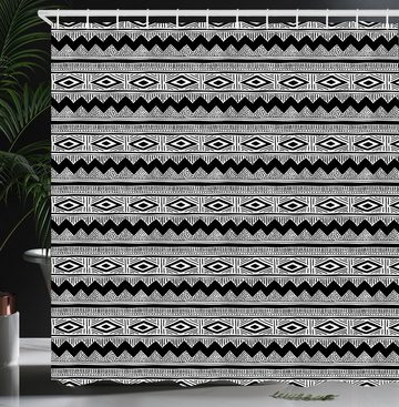 Abakuhaus Duschvorhang Moderner Digitaldruck mit 12 Haken auf Stoff Wasser Resistent Breite 175 cm, Höhe 180 cm, Einfarbig Zickzacks india Einzelheiten