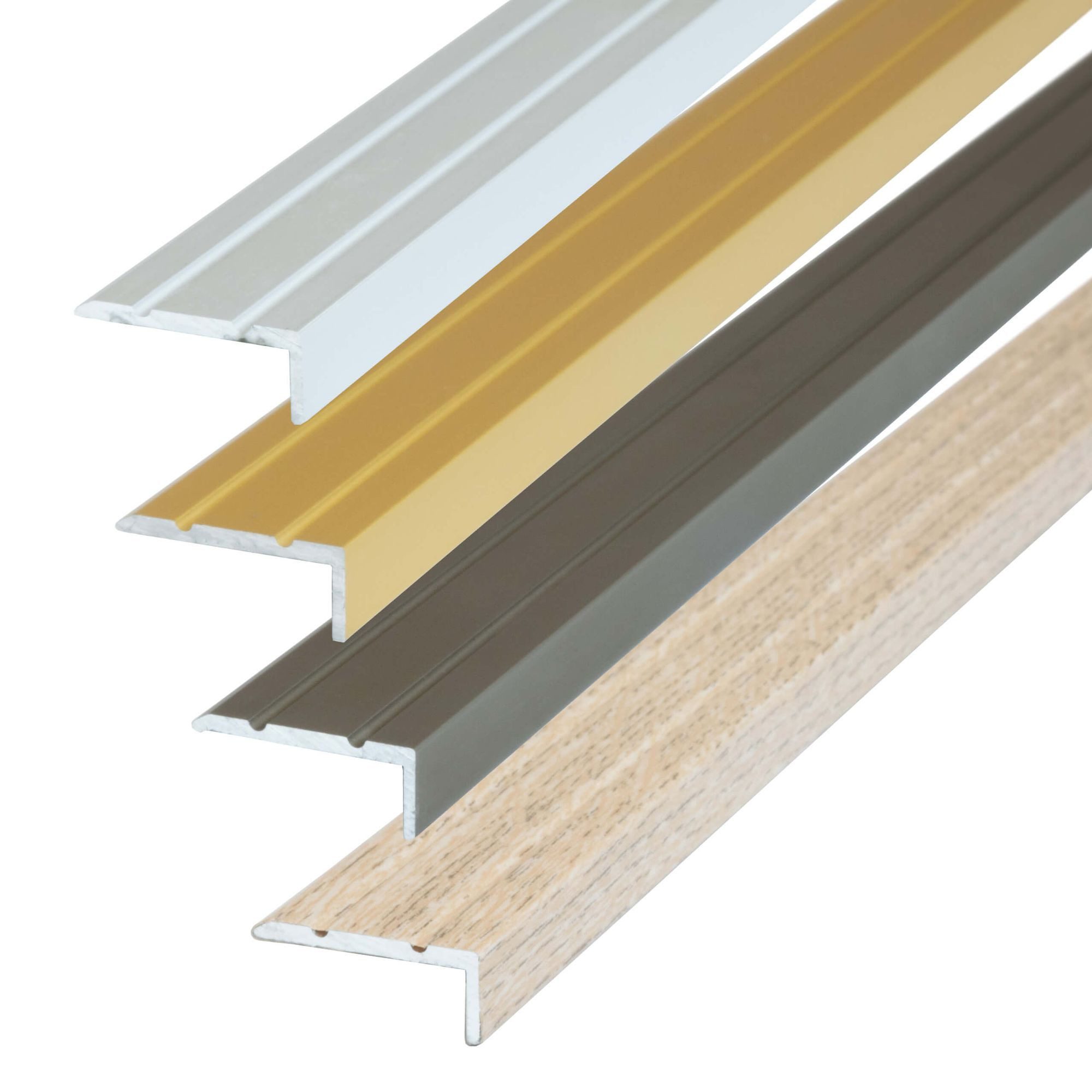 Dalsys Treppenkantenprofil Selbstklebendes Profil aus Aluminium (135 cm, 25 x 10 mm, Eiche, 1-St), Bodenprofil für Treppenwinkel
