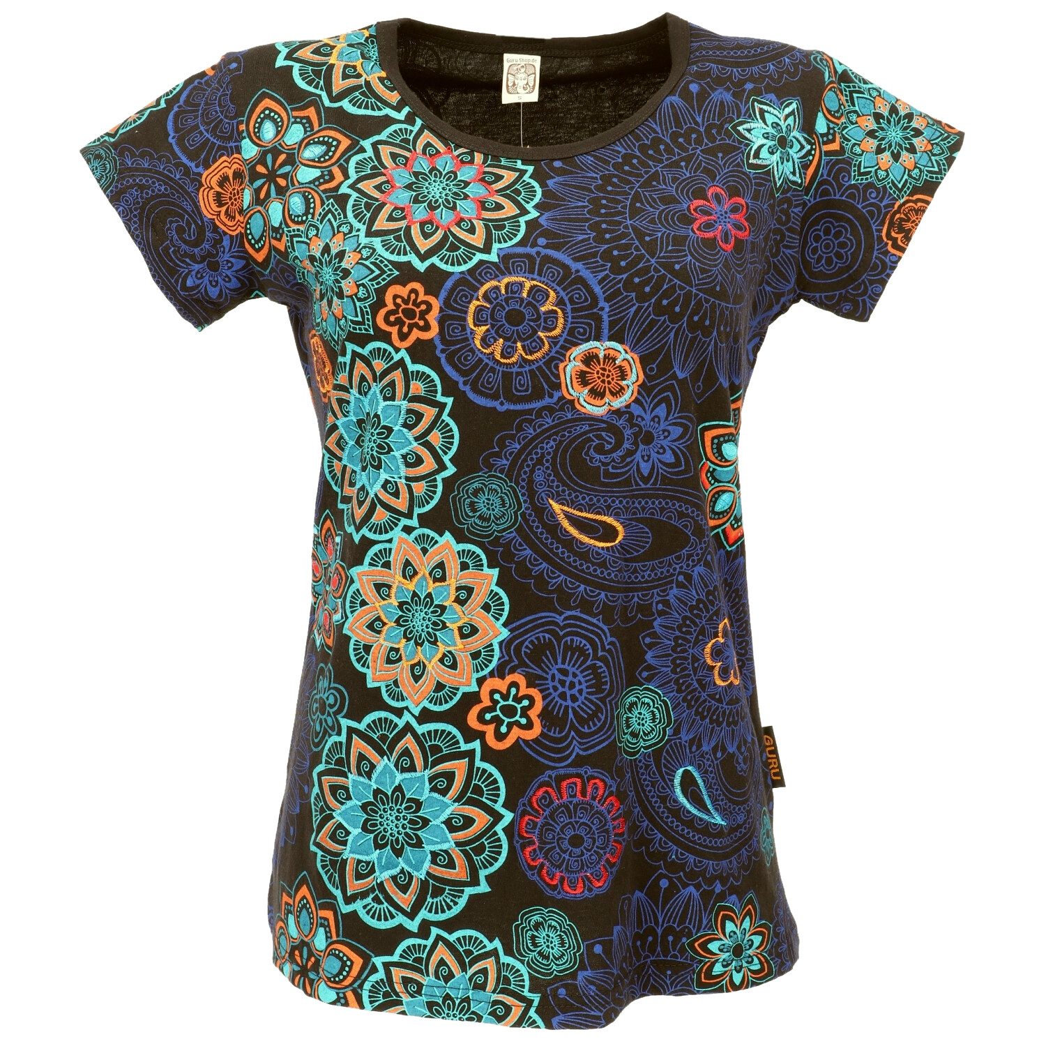 Guru-Shop T-Shirt Boho T-Shirt mit Stickerei und Druck, Baumwoll.. Festival günstig online kaufen