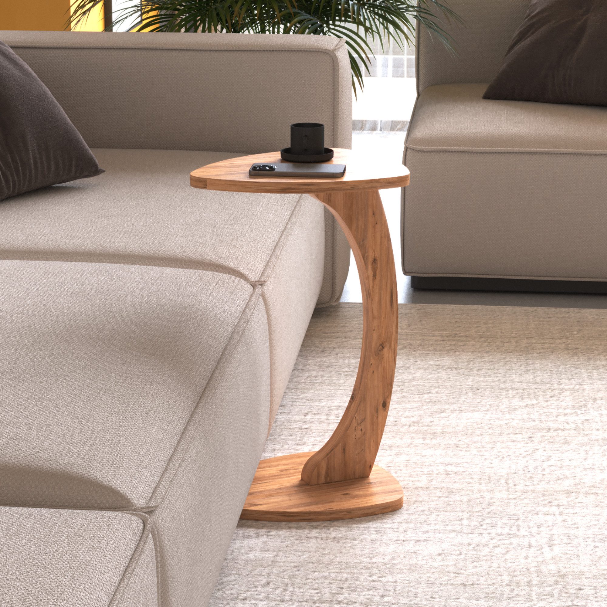 en.casa Beistelltisch, rollbar »Klinerg« C-Form 40 x 37 x 56 cm Holzoptik günstig online kaufen