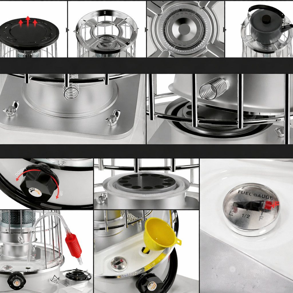 Eurocatch Petroleumheizung Petroleumheizung mit Tragetasche, 2600 W, Mobil, kompakt, ohne Strom nutzbar, mit Tragetasche – Bild 3 von 5