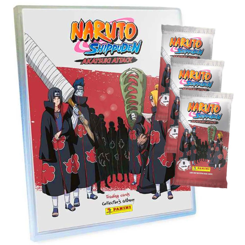 Panini Sammelkarte Naruto Shippuden Karten - Akatsuki Attack Trading Cards (2024), Naruto Shippuden Karten - 1 Mappe + 3 Booster