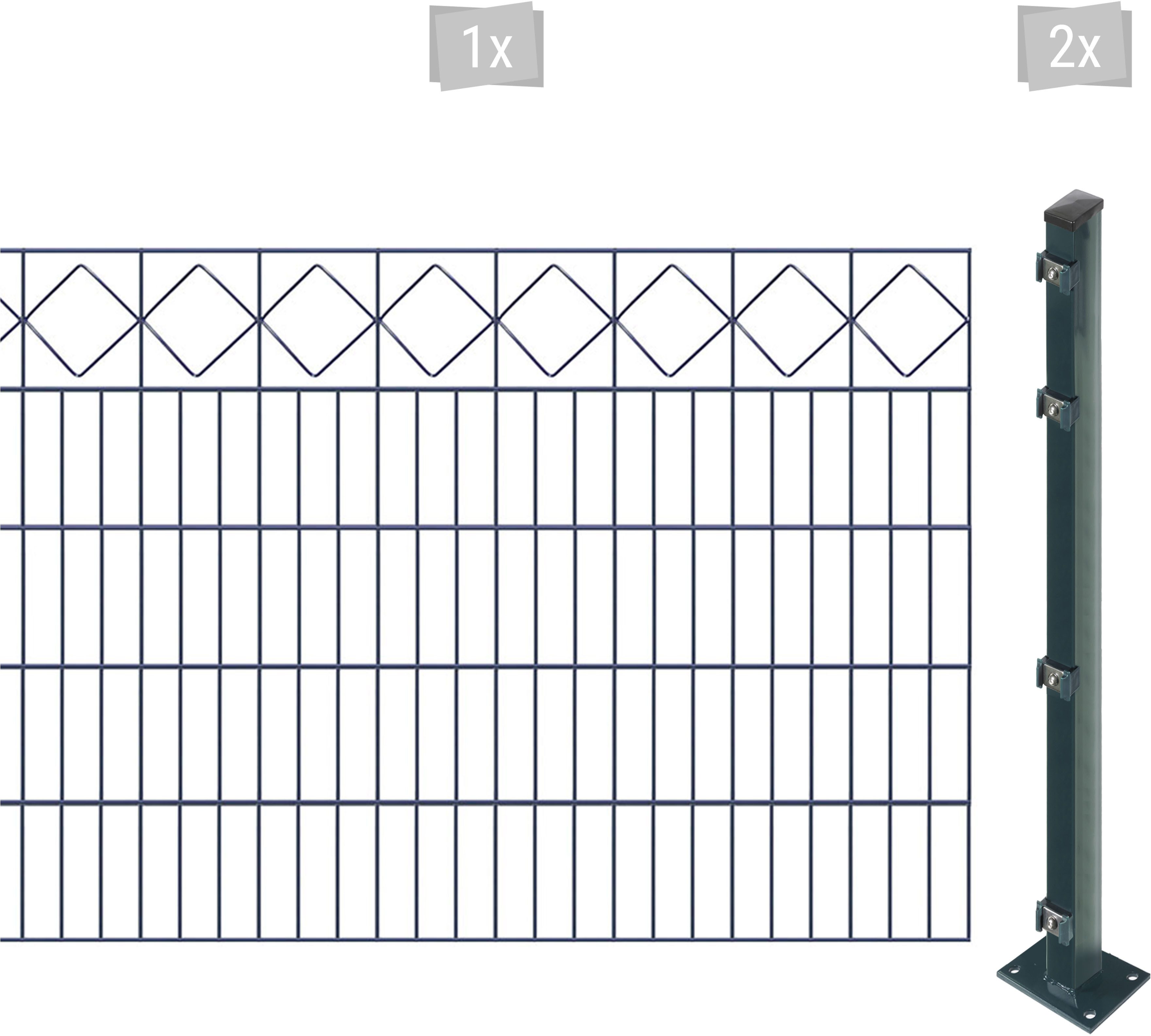 Arvotec Doppelstabmattenzaun EASY 100 zum Aufschrauben "Karo" mit Zierleiste, (Set, 3-St), Zaunhöhe 100 cm, Zaunlänge 2 - 60 m