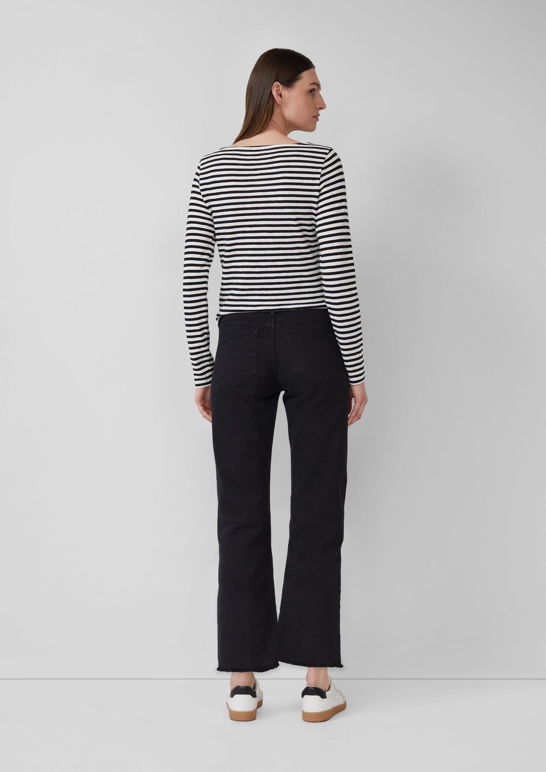 s.Oliver Langarmshirt T-Shirt Gestreiftes Langarmshirt aus Flammgarn mit U-Boot-Ausschnitt