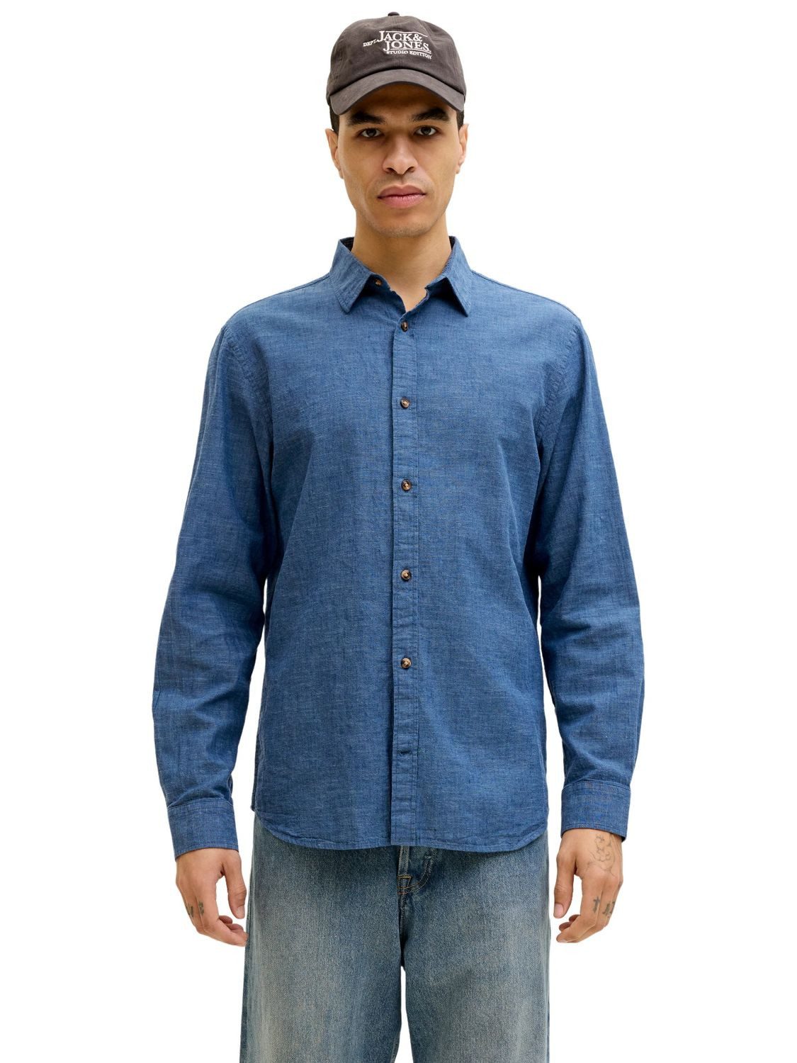 Jack & Jones Langarmhemd JJESUMMER LINEN BLEND (1-tlg)