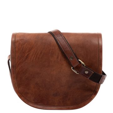 SID & VAIN Schultertasche Leder Umhängetasche Damen HAZEL, Crossbody bag Echtleder für Damen, Umhängetasche vintage-hellbraun