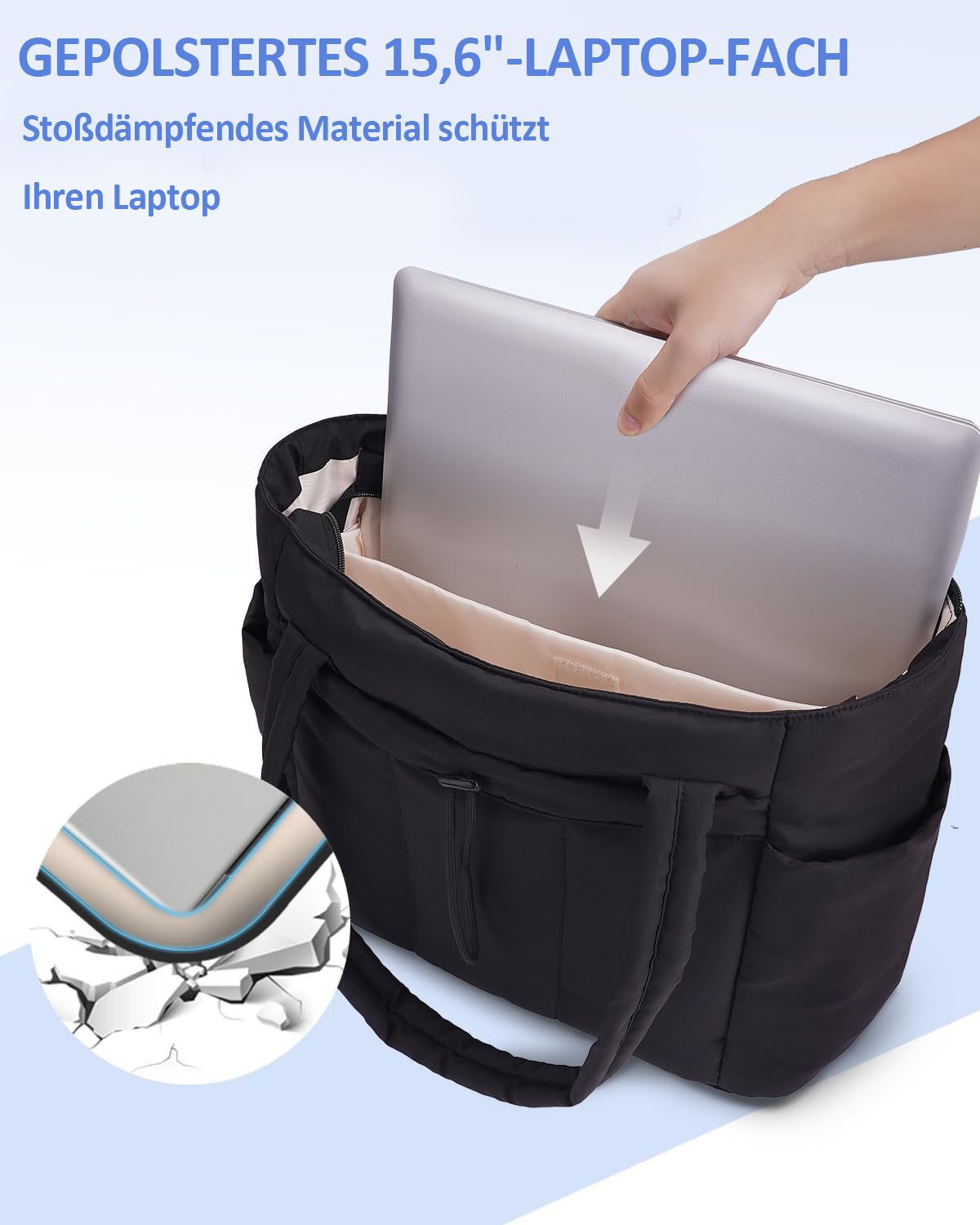 Coonoor Schultertasche Damen große Kapazität Umhängetasche, Reißverschluss Handtasche, geeignet für Arbeit, Schule und Reisen – Bild 5 von 5