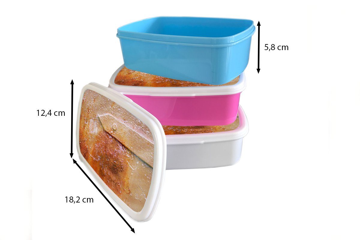 Brotbox Kunststoff, (2-tlg), MuchoWow Kinder Jungs Brotdose, Lunchbox für Stahl Retro - für - Mädchen Rost - und Eisen, weiß Erwachsene, und