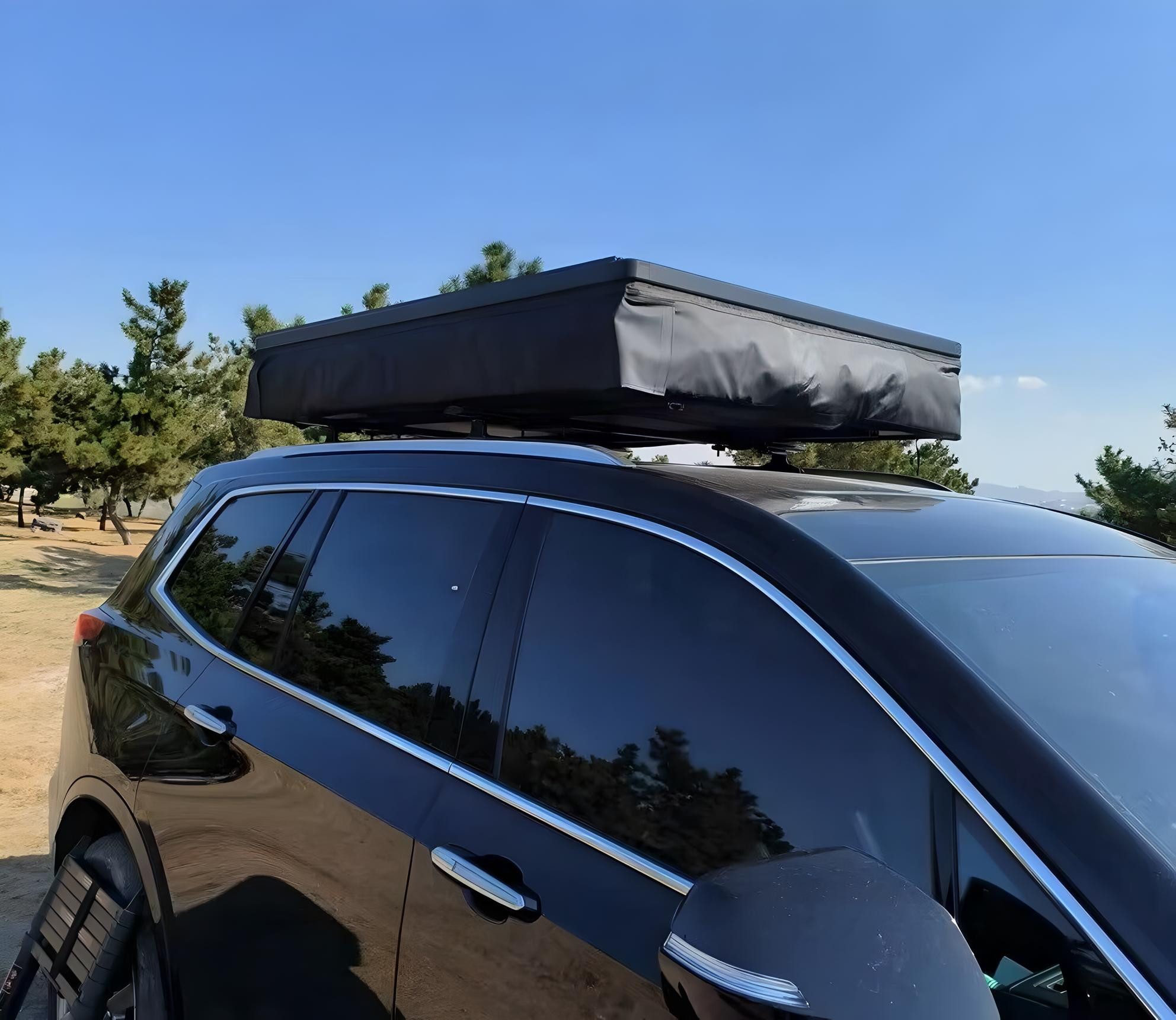 TZIpower Dachzelt Autodachzelt Grau/Schwarz Softcase Dachzelt 2 Größen opt. Sonnensegel, Personen: 4