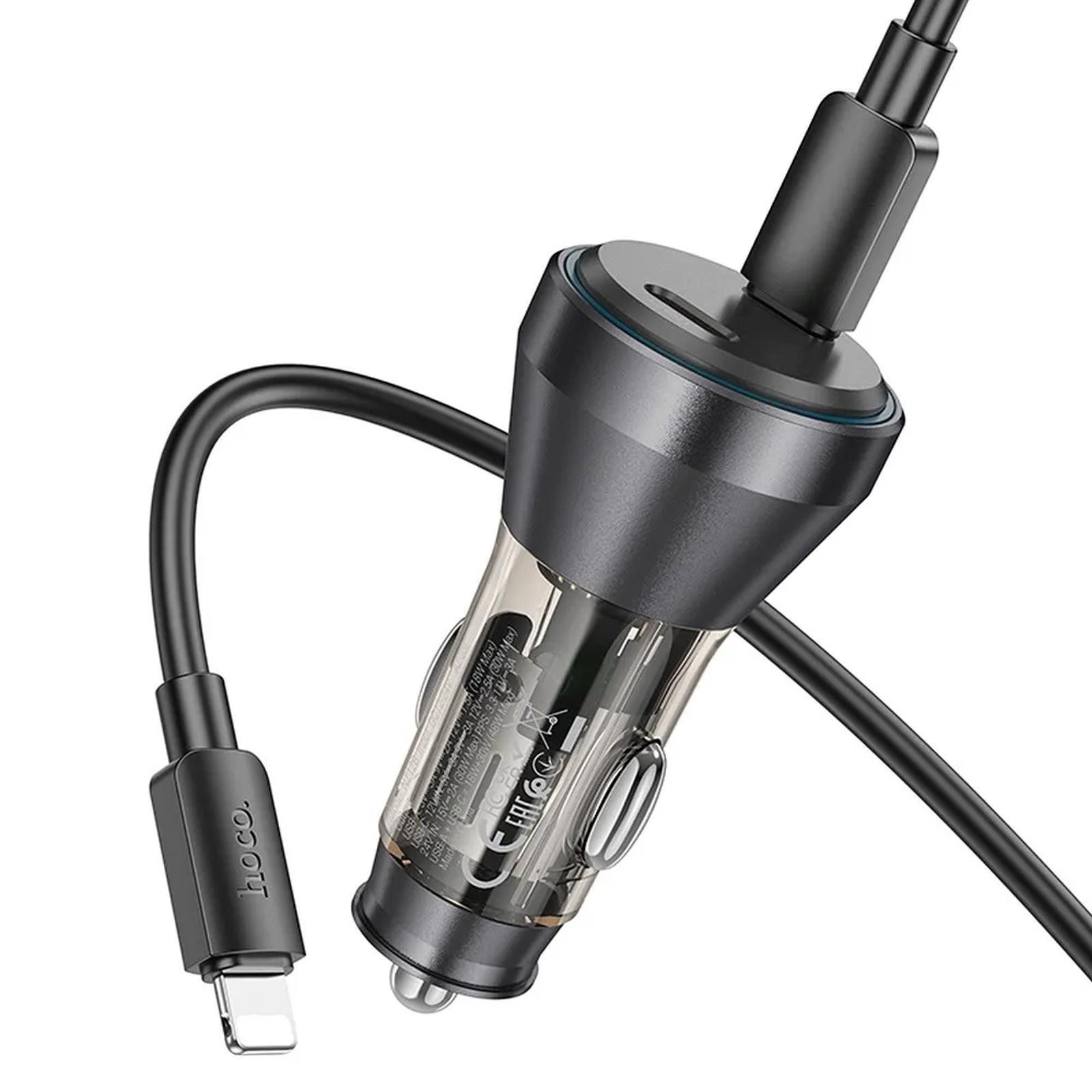 hoco. NZ12C Lightning Smartphone-Ladegerät (3000 mA, KFZ Dual USB Lade Stecker Zigarettenanzünder Charger Lightning Kabel)