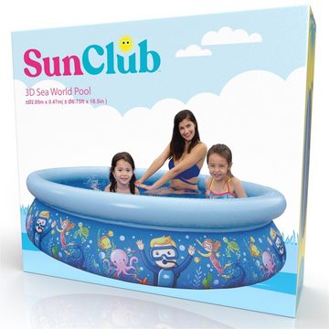 SunClub Planschbecken Kinderpool 205 x 47 cm, (Packung, 1-tlg), 3D Meereswelt Pool