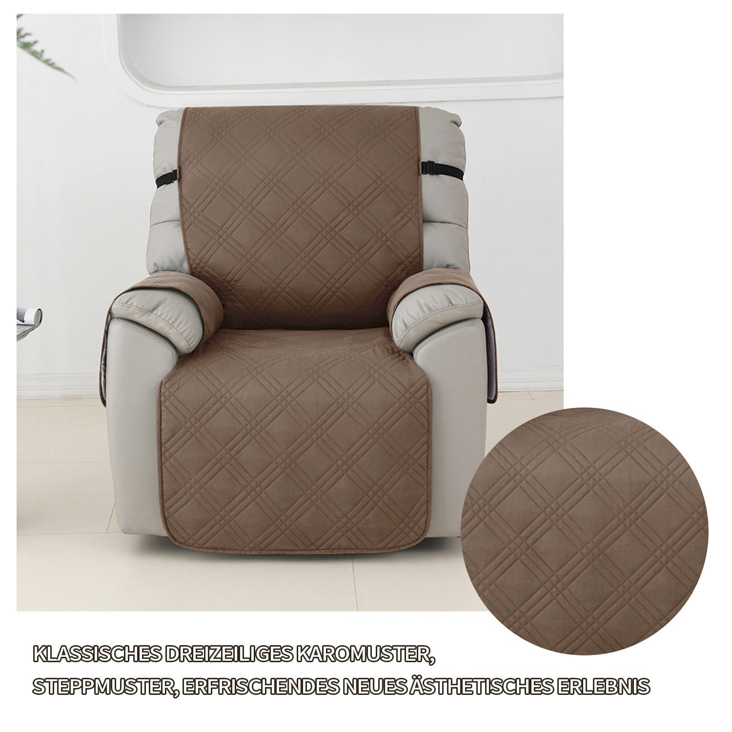 Refttenw Sesselschoner Sesselschonbezug Anti-Rutsch Sesselauflage 230cm x 200cm, mit Armlehnen und Taschen, Anti-Schmutz Wasserdicht