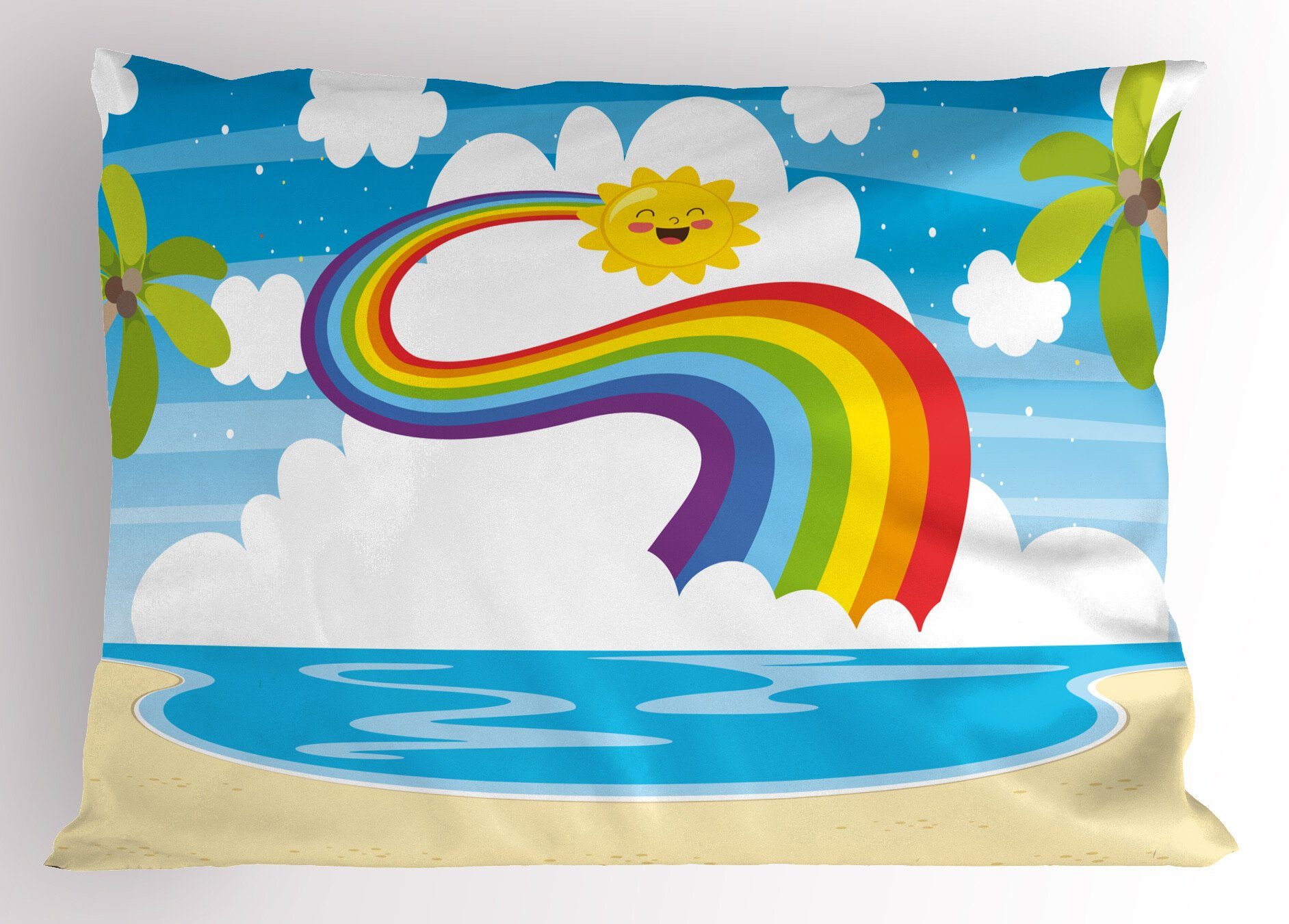 Kissenbezüge Dekorativer Standard Regenbogen Sun Size Gedruckter Abakuhaus Stück), King Cartoon (1 Holiday Kissenbezug