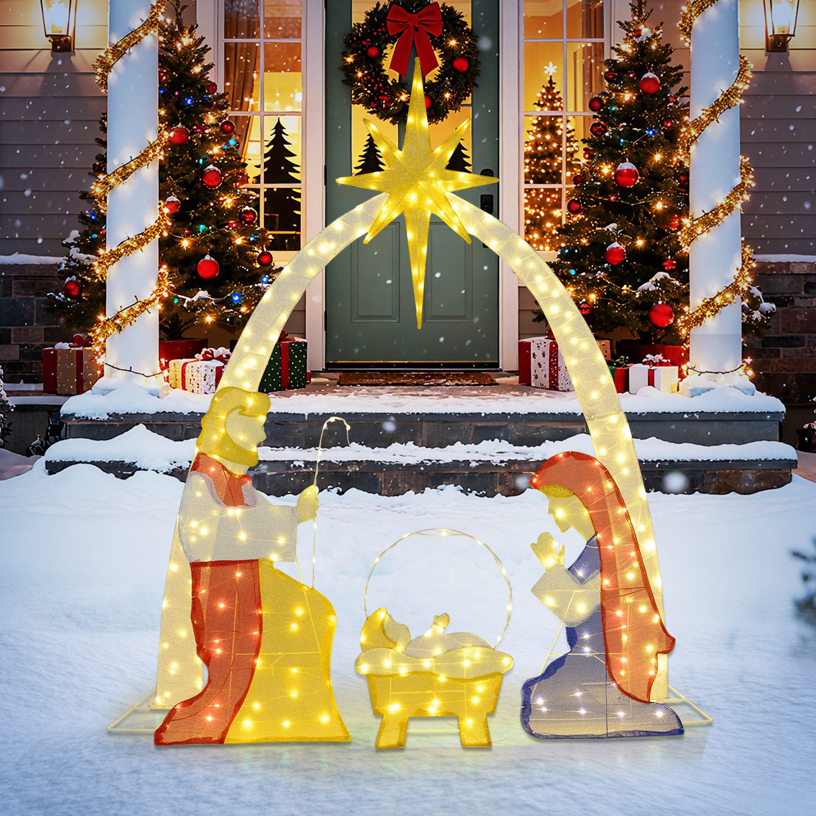 COSTWAY Weihnachtsfigur (1 St), Weihnachtsdekoration, LED Weihnachtsdeko, 180cm