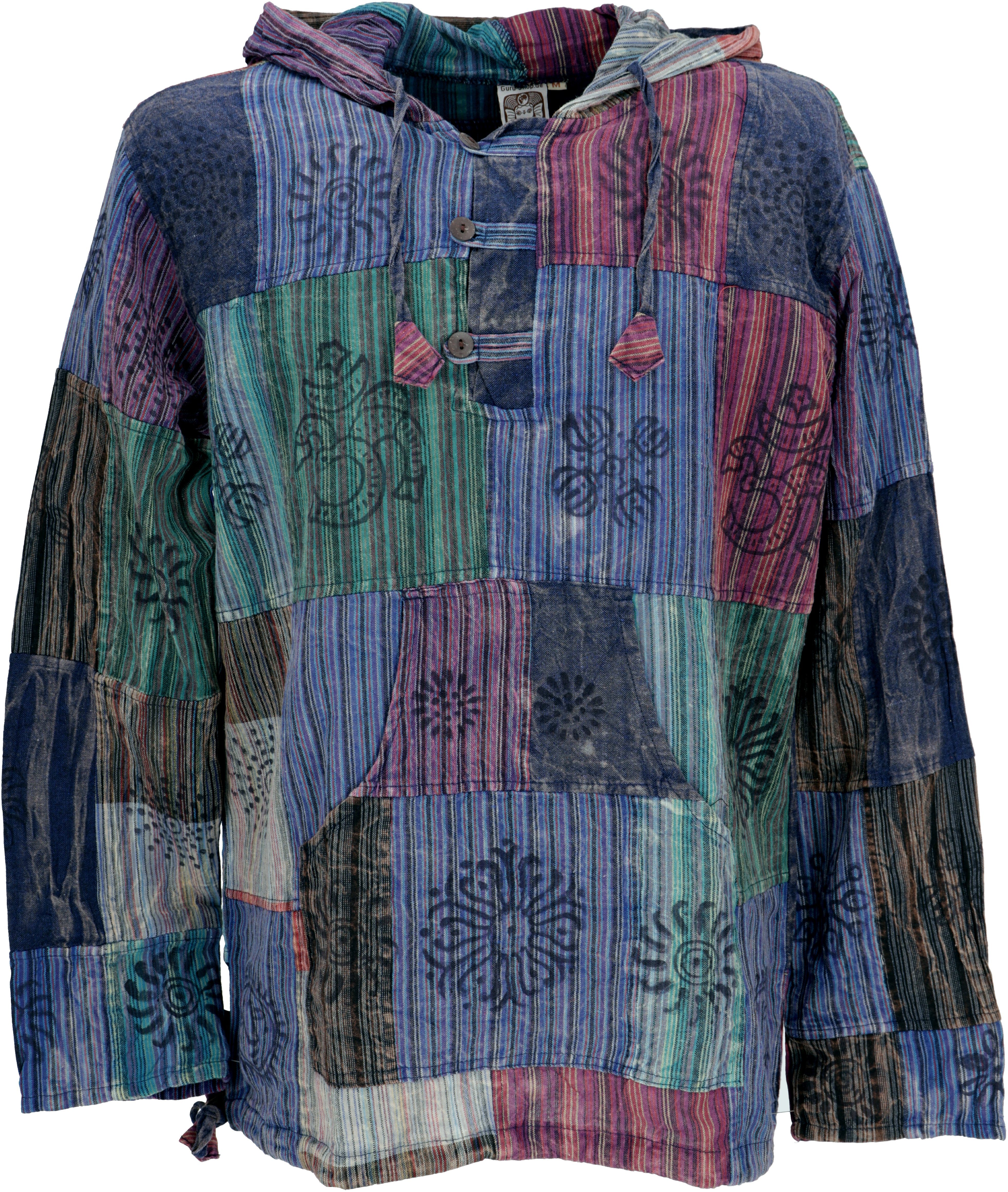 Guru-Shop Hemd & Shirt Yoga Hemd, Goa Hemd, Unikat Patchwork.. Ethno Style, günstig online kaufen
