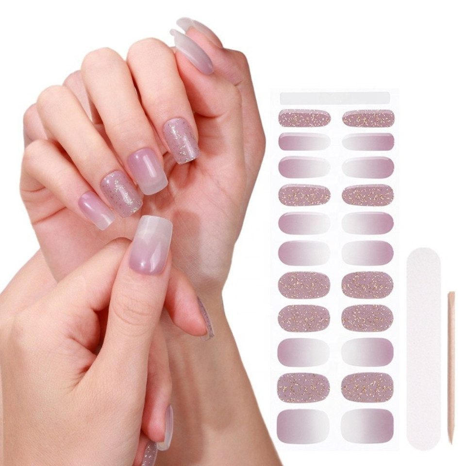 Rötting Design Kunstfingernägel 22 Gel Nails Strips Kunstnägel Nagelsticker Farbe: Lila mit Glitzer, Saloon Qualität, Will be happy with NAILS for you LIFE, verändere Deine Nägel wann Du willst, Easy-to-use