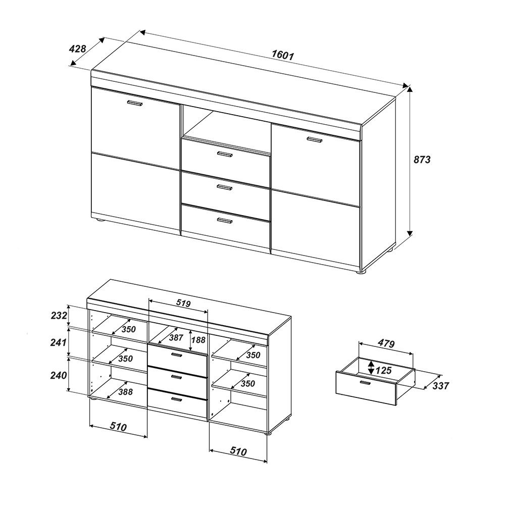 Lomadox Wohnzimmer-Set MORENA-55, (Mega-Spar-Set), Esche teilmassiv, Softclose-Funktion, montiert
