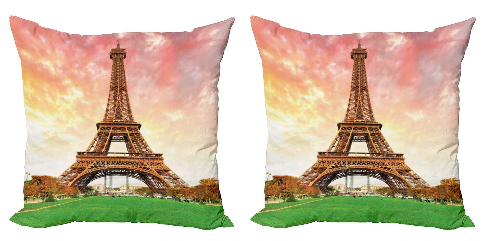 Kissenbezüge Modern Accent Doppelseitiger Digitaldruck, Abakuhaus (2 Stück), Eiffelturm Europäische Zeichen
