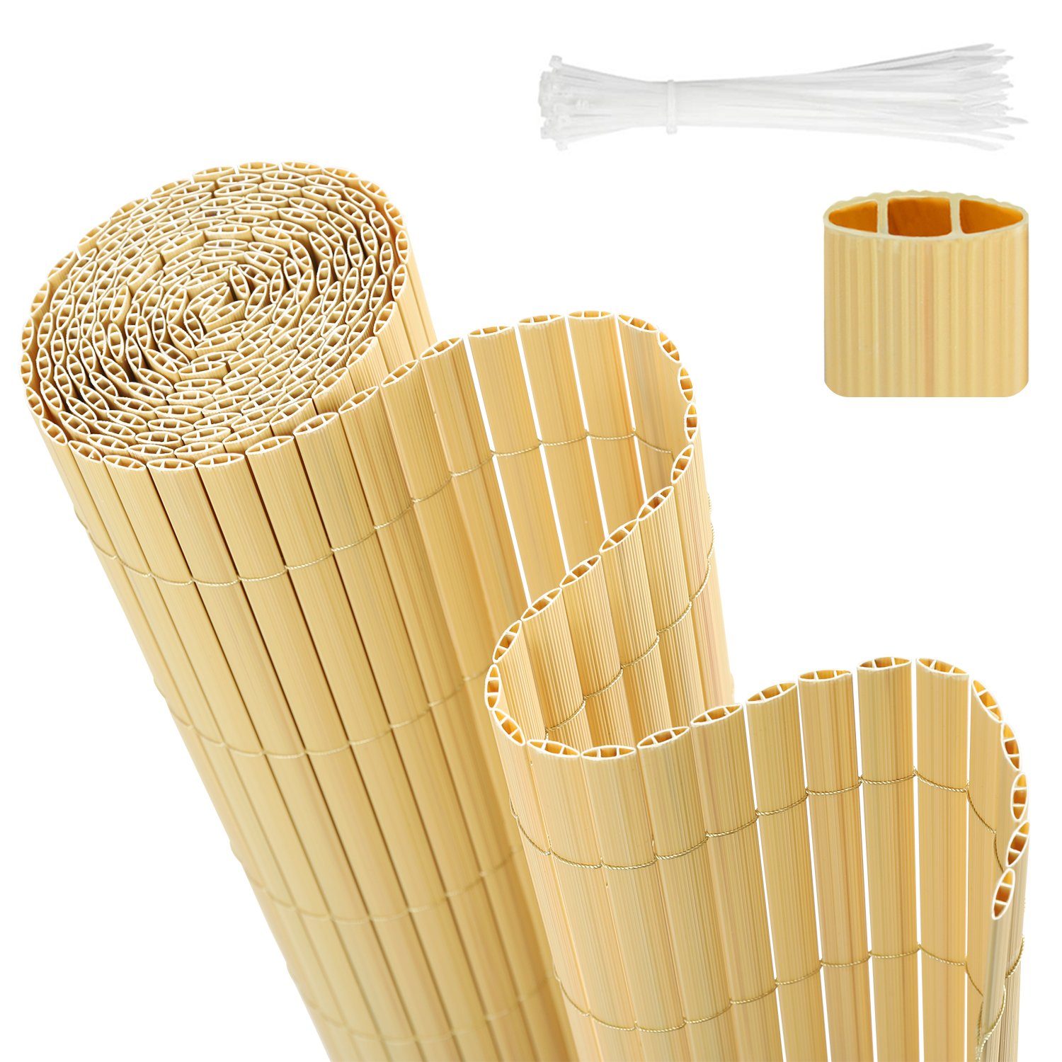 Sekey Balkonsichtschutz PVC Sichtschutzmatten Bambus Sichtschutz Balkon