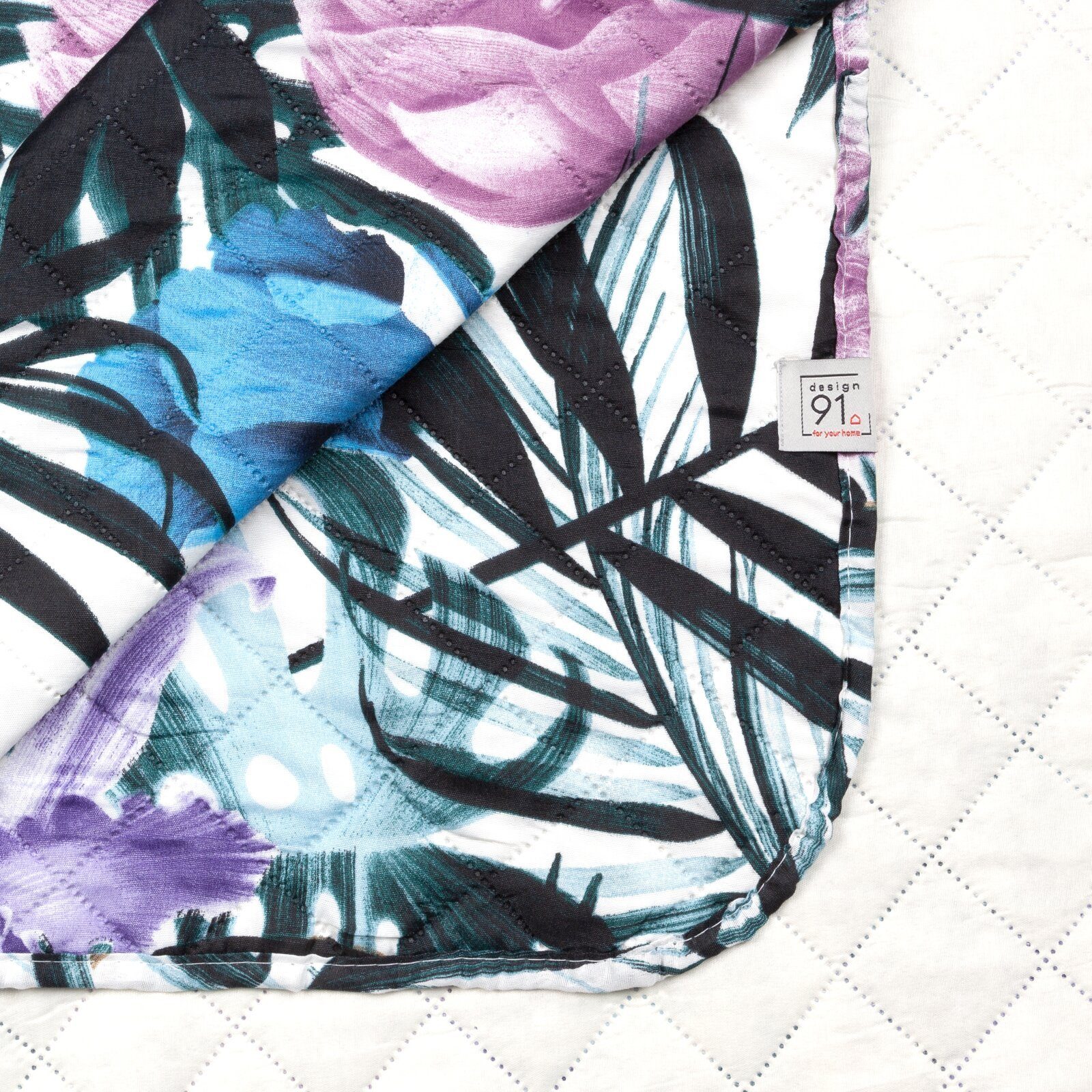 Design91 Tagesdecke Palmenmuster, Exotisches Dschungel-Design, bunter Bettüberwurf, Sommerdecke