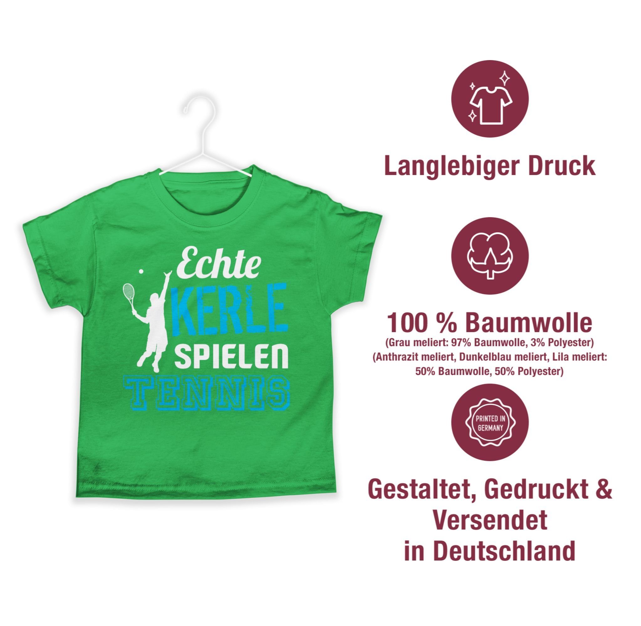 Shirtracer T-Shirt Echte Kinder Grün Sport 3 Kerle spielen Kleidung Tennis