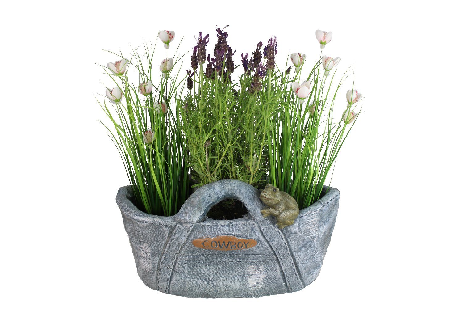 Arnusa Blumentopf Pflanzschale Jeans-Style Gartendeko 20x36x20 cm, Pflanzgefäß Gartenfigur Dekotopf Gartendekoration