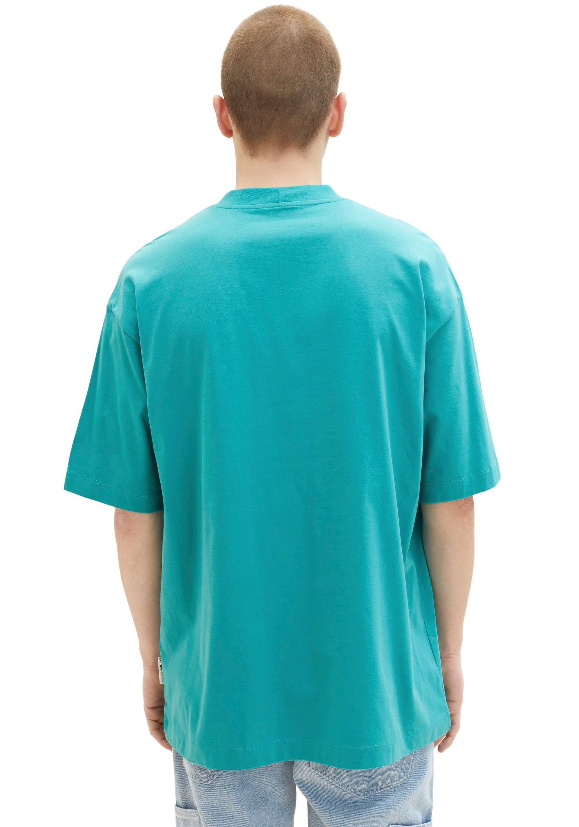 türkis Denim TOM mit Chest-Print großem Oversize-Shirt TAILOR