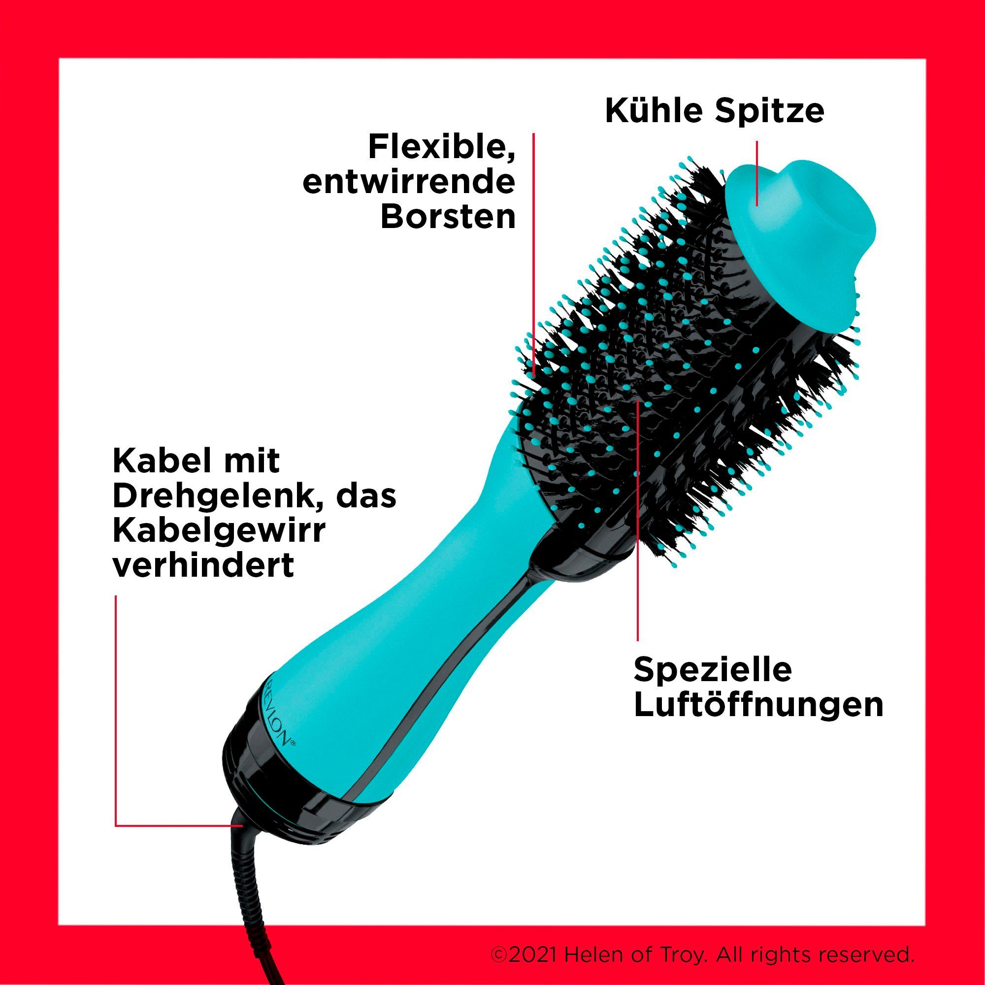 Revlon Warmluftbürste RVDR5222MUKE, Kombination aus leistungsstarkem Haartrockner und Volumenbürste grün